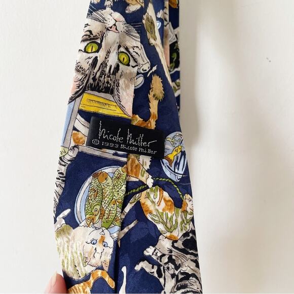 Vintage 1993 Nicole Miller Silk Cat Tie - Picture 5 of 6